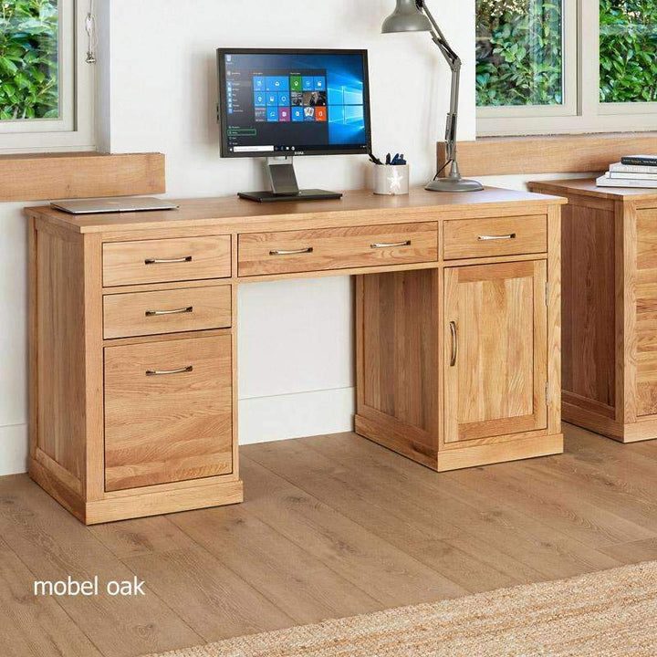 Mobel Oak Twin Pedestal Computer Desk1 - Duck Barn Interiors