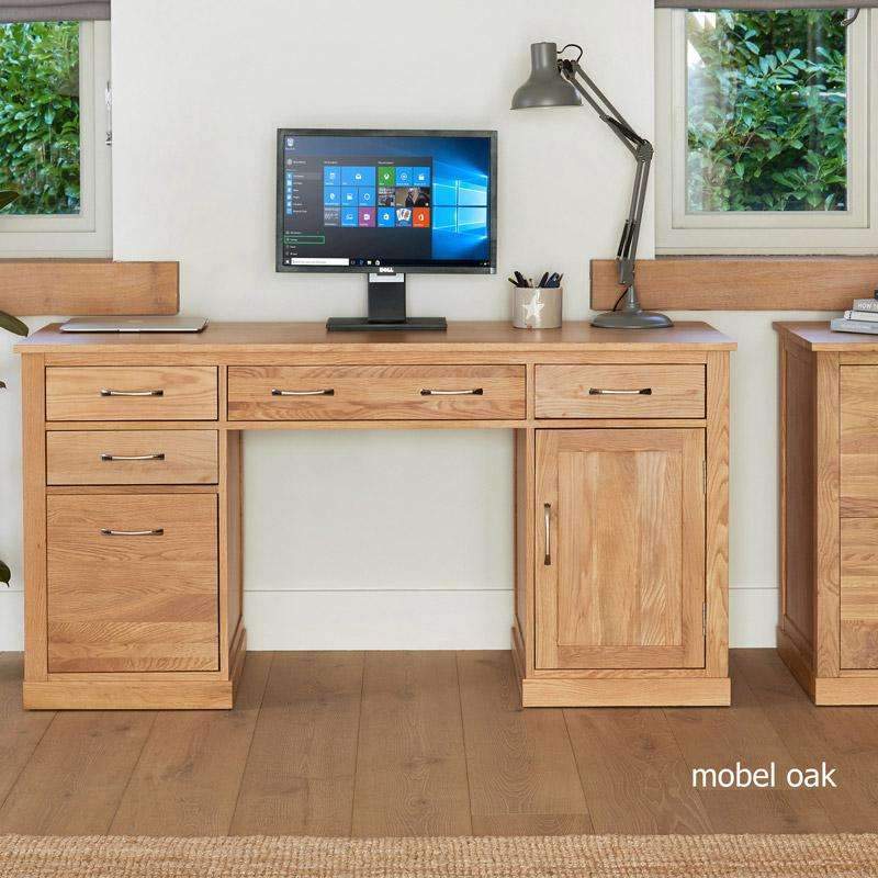 Mobel Oak Twin Pedestal Computer Desk2 - Duck Barn Interiors