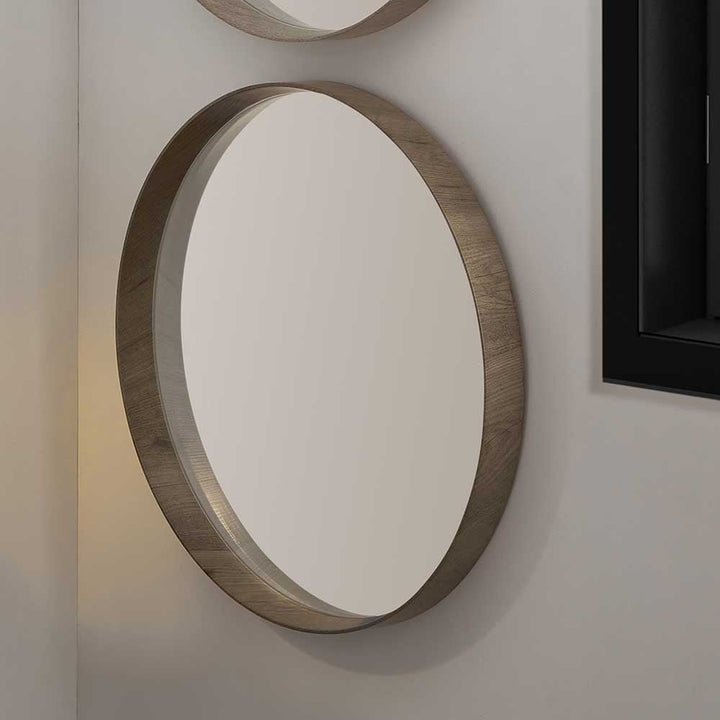 Natural Wood Round Wall Mirror - 74cm1 - Duck Barn Interiors