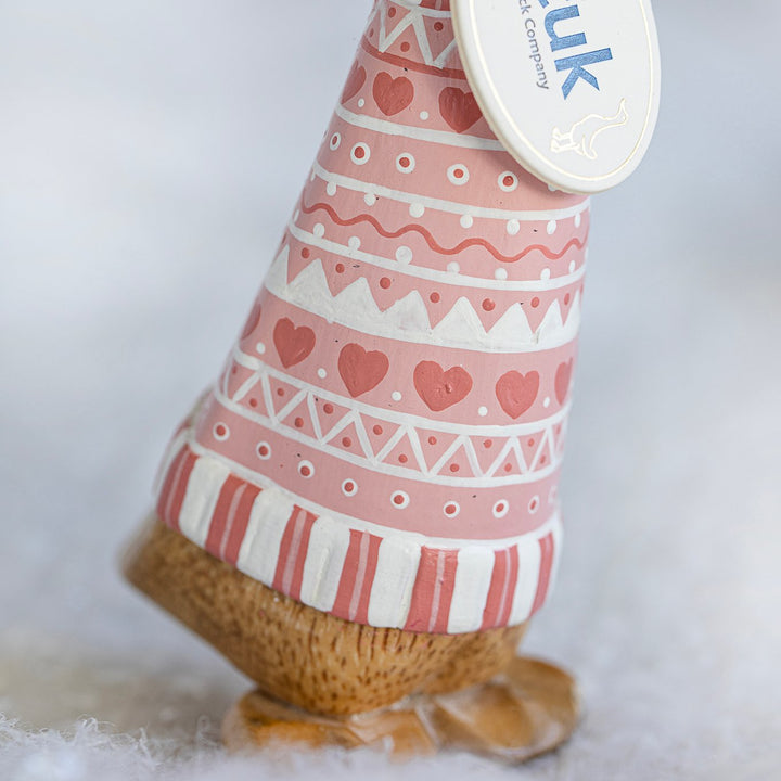 Nordic Blush Pink Duckling in Christmas Jumper and Bobble Hat3 - Duck Barn Interiors