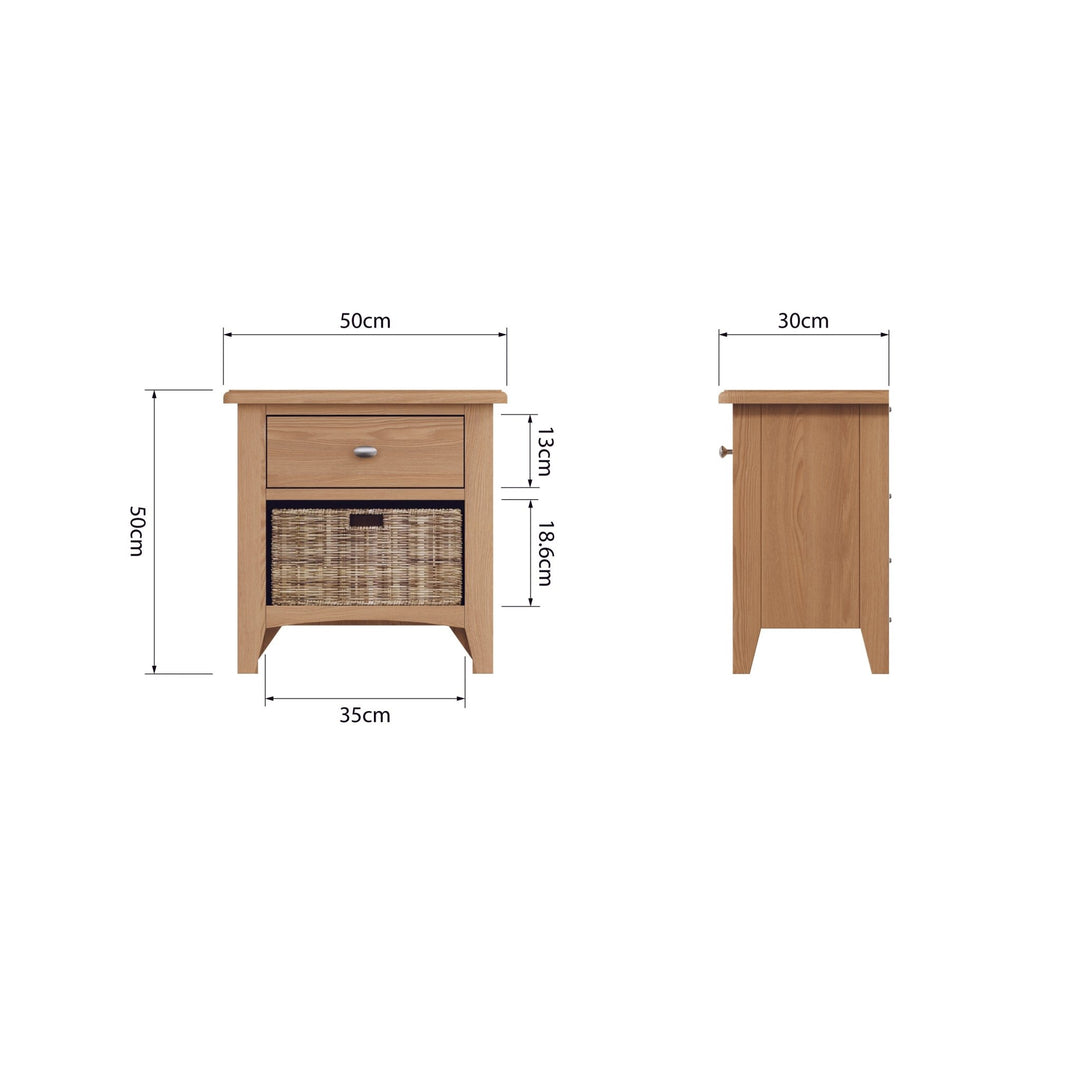 Ockley Oak 1 Drawer 1 Basket Cabinet - Duck Barn Interiors