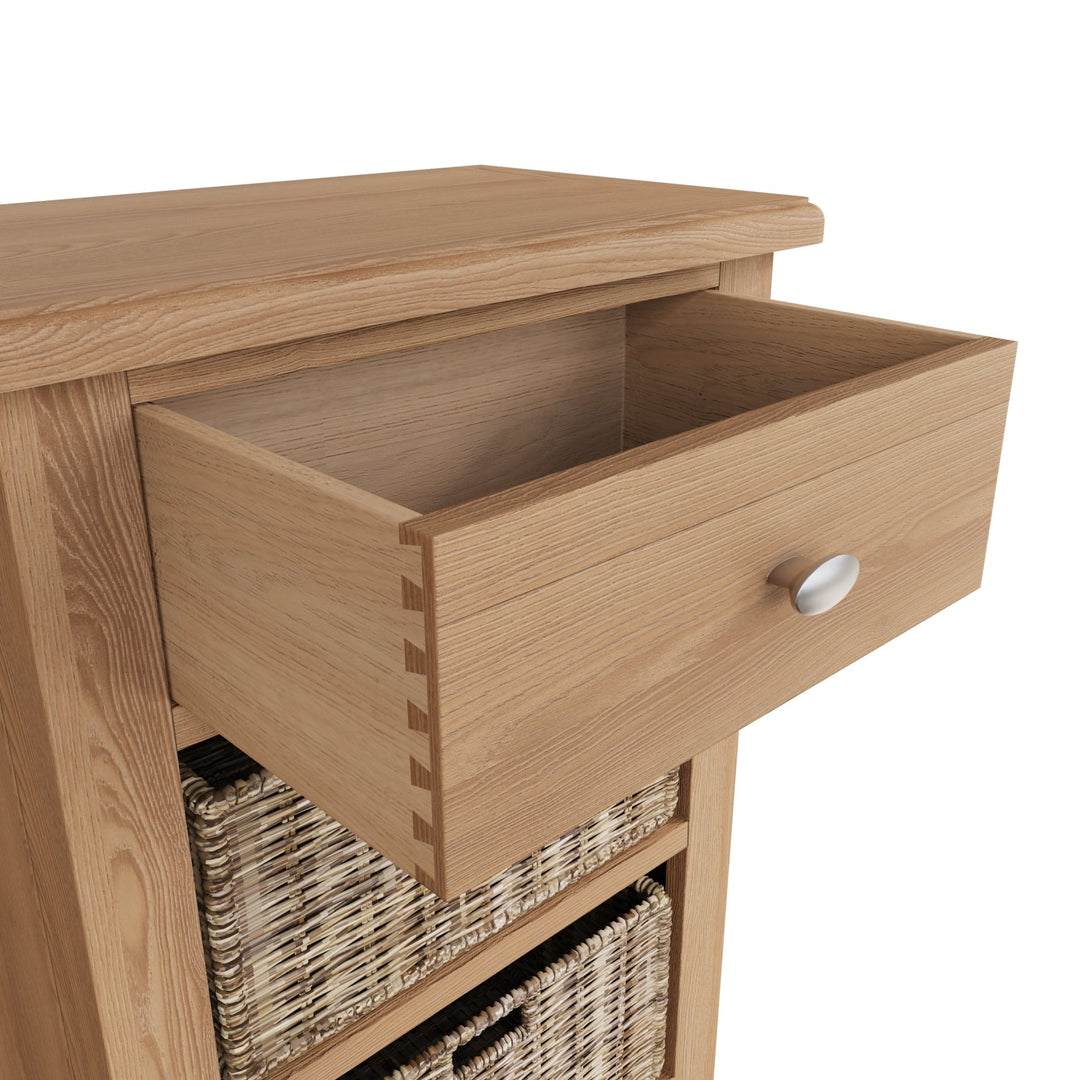 Ockley Oak 1 Drawer 2 Basket Cabinet - Duck Barn Interiors