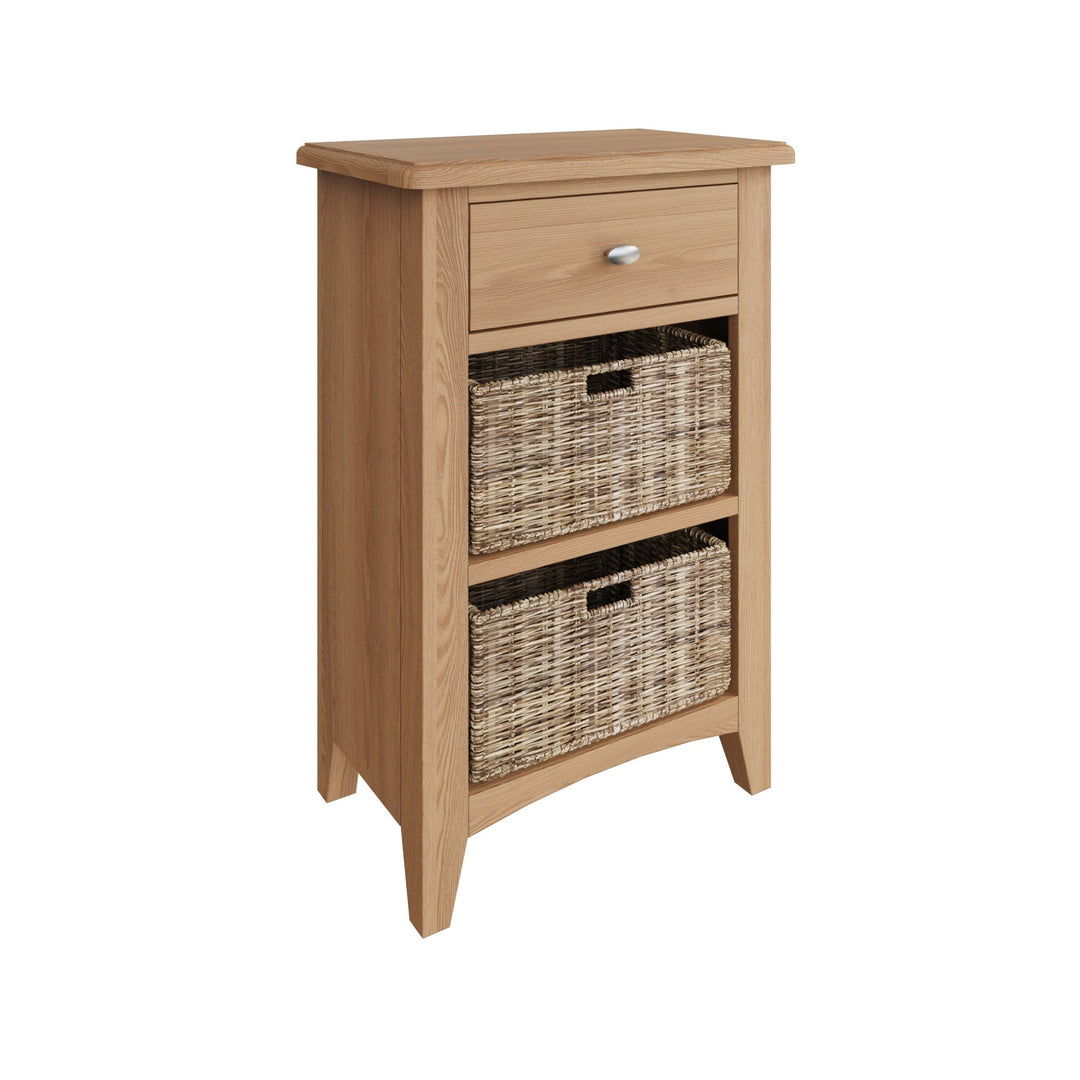 Ockley Oak 1 Drawer 2 Basket Cabinet - Duck Barn Interiors