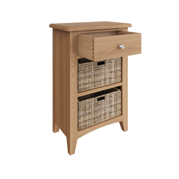 Ockley Oak 1 Drawer 2 Basket Cabinet - Duck Barn Interiors