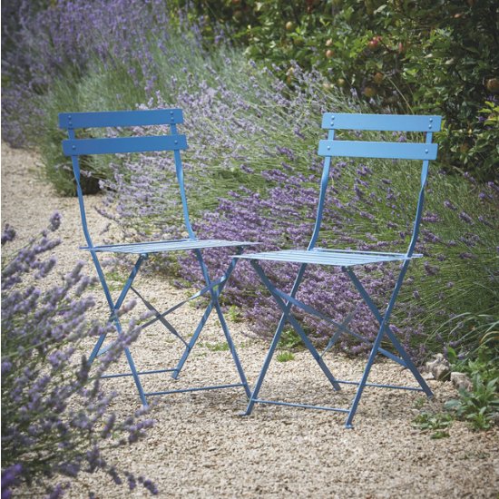 Pair of Garden Bistro Chairs - Cove Blue1 - Duck Barn Interiors