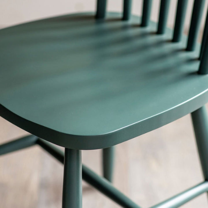 Pair of Spindle Back Chairs - Forest Green2 - Duck Barn Interiors