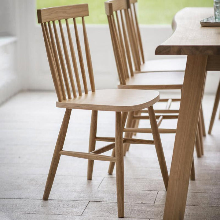 Pair of Spindle Back Chairs - Natural - Duck Barn Interiors