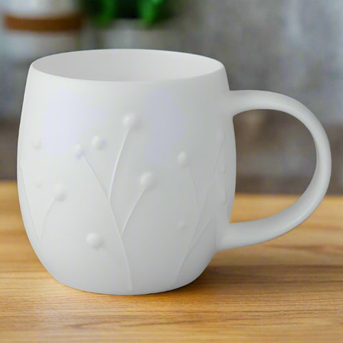 Plum Flax White Bone China Mug