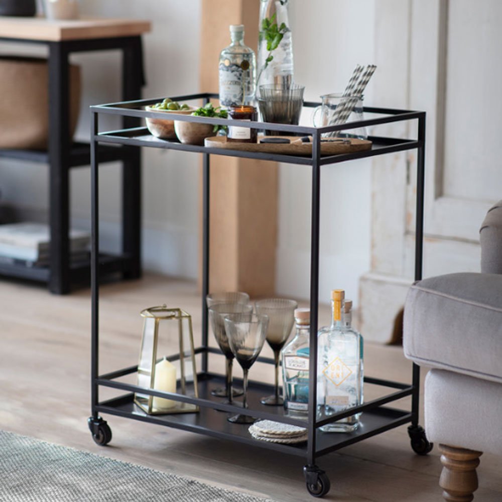 Portloe Drinks Trolley in Black - Steel - Duck Barn Interiors