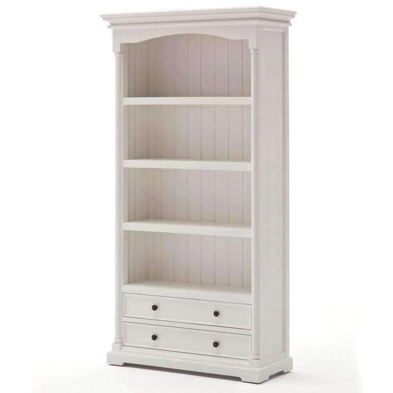 Provence White Painted Bookcase With Low Drawers2 - Duck Barn Interiors