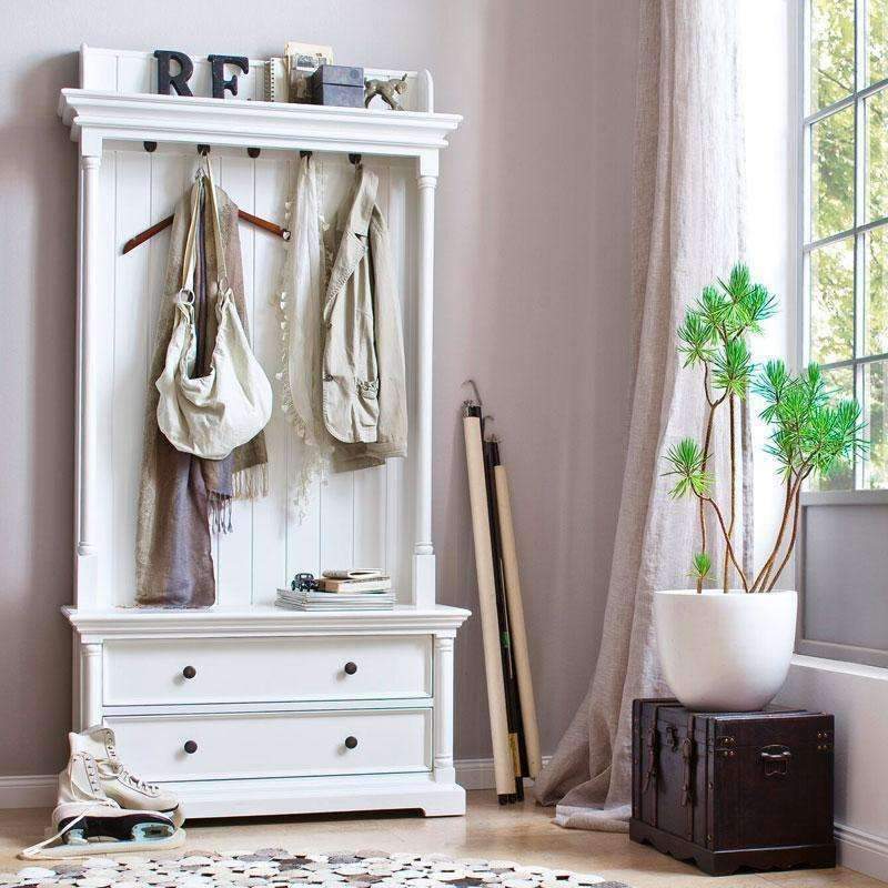 Provence White Painted Coat Rack Bench1 - Duck Barn Interiors