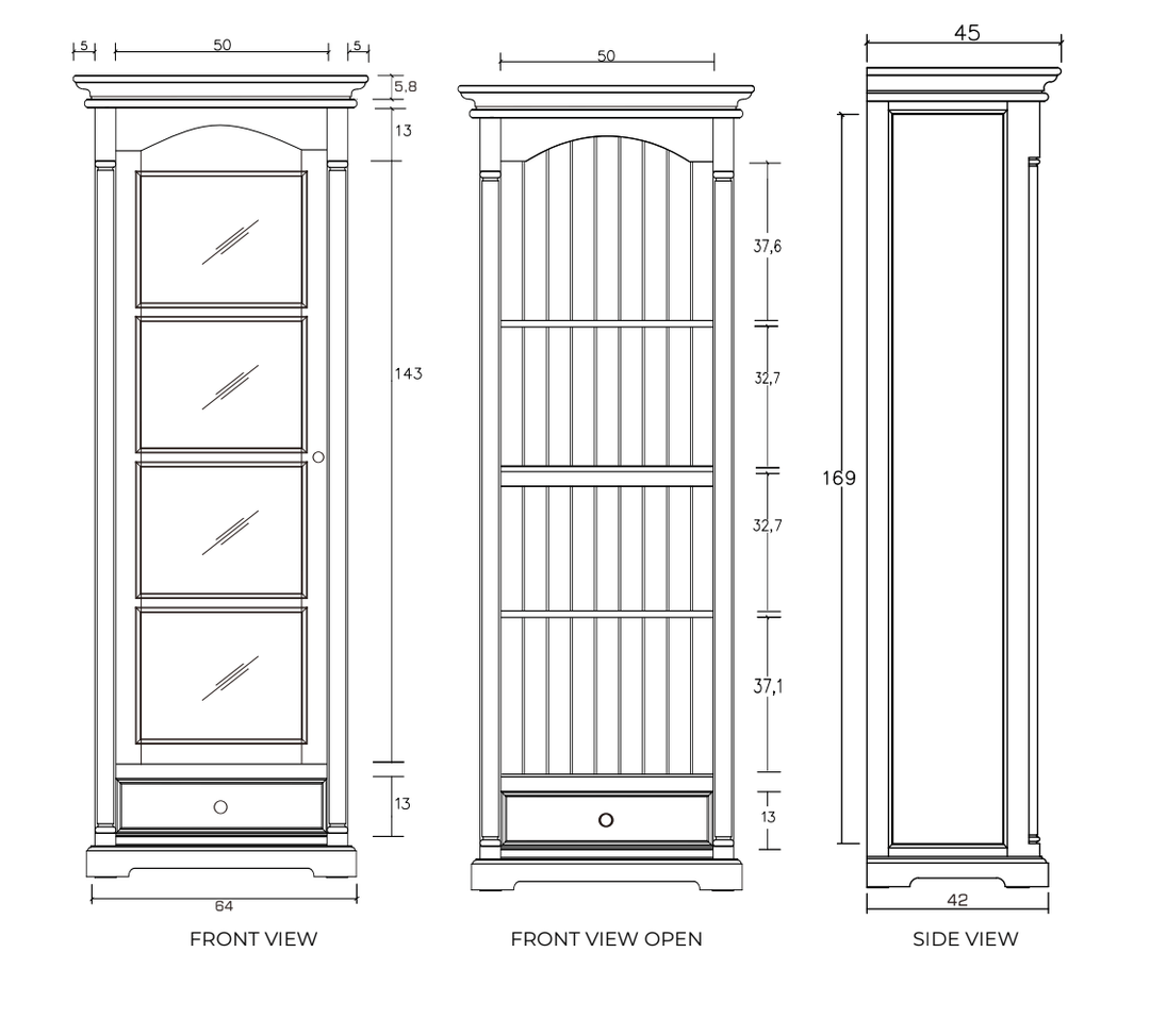 Provence White Painted Glass Cabinet With Low Drawer4 - Duck Barn Interiors