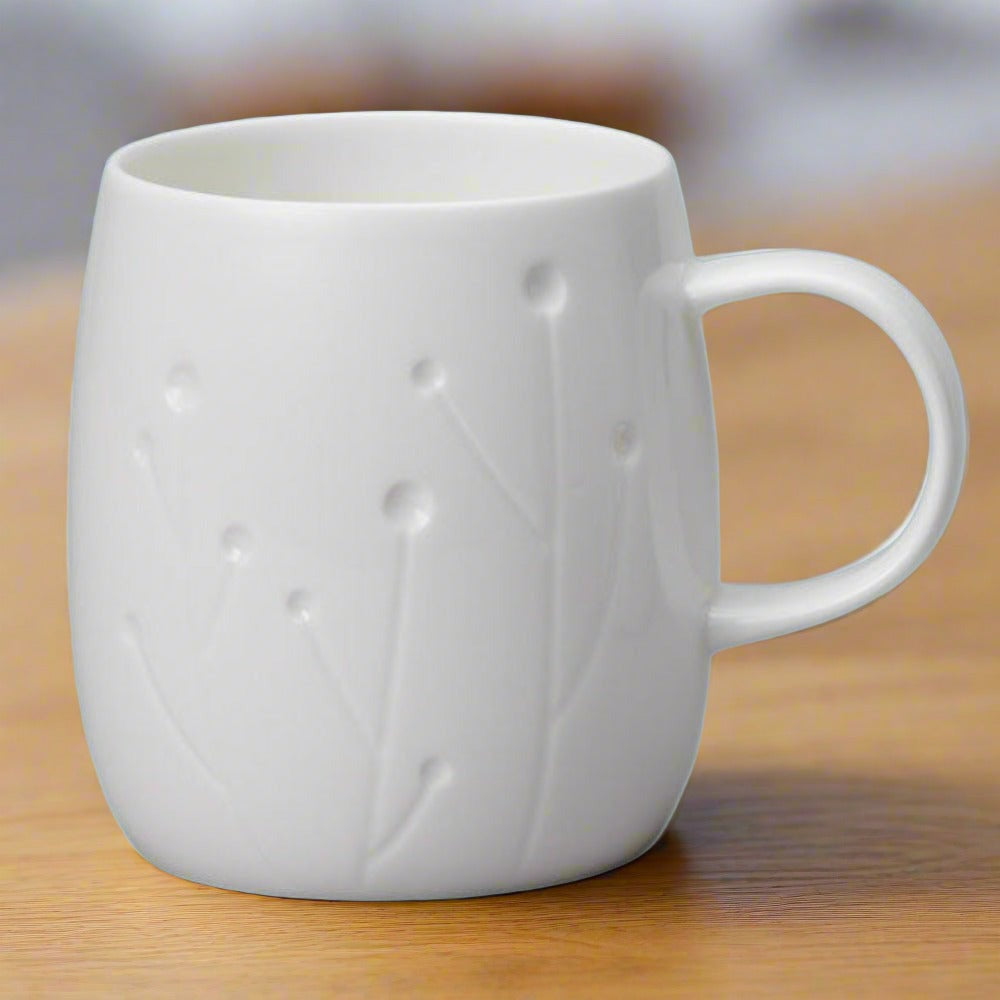 Quinto White Bone China Mug - Cotton - Duck Barn Interiors