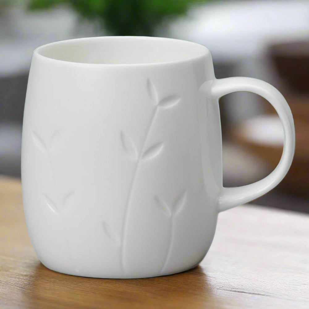 Quinto White Bone China Mug - Sapling - Duck Barn Interiors