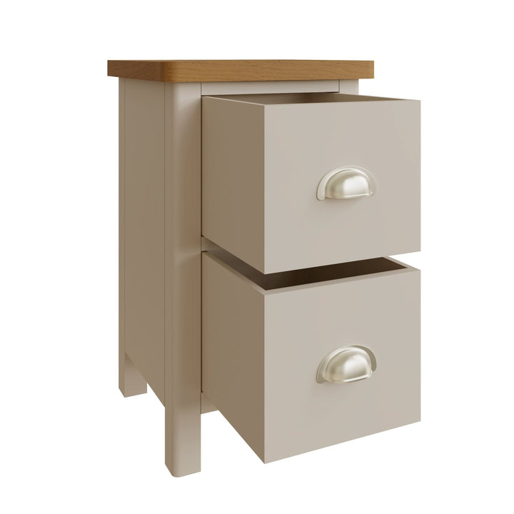 Riverside Truffle & Oak Painted Small Bedside Cabinet - Duck Barn Interiors