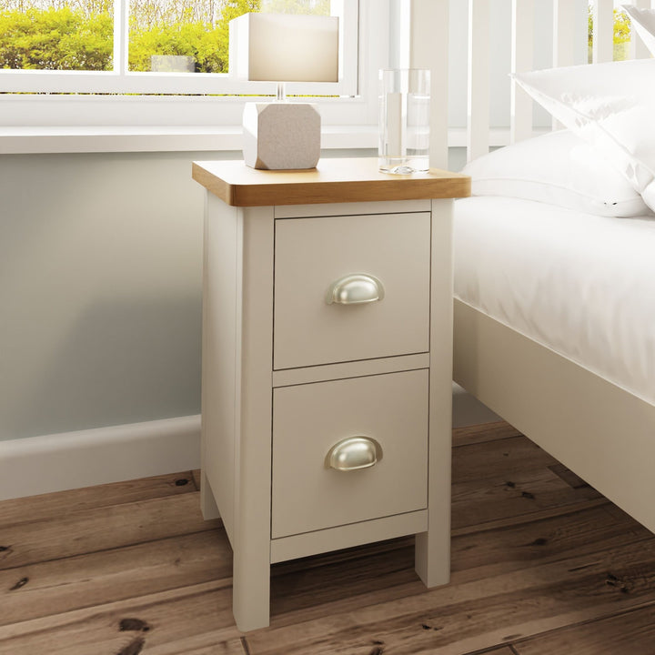 Riverside Truffle & Oak Painted Small Bedside Cabinet - Duck Barn Interiors