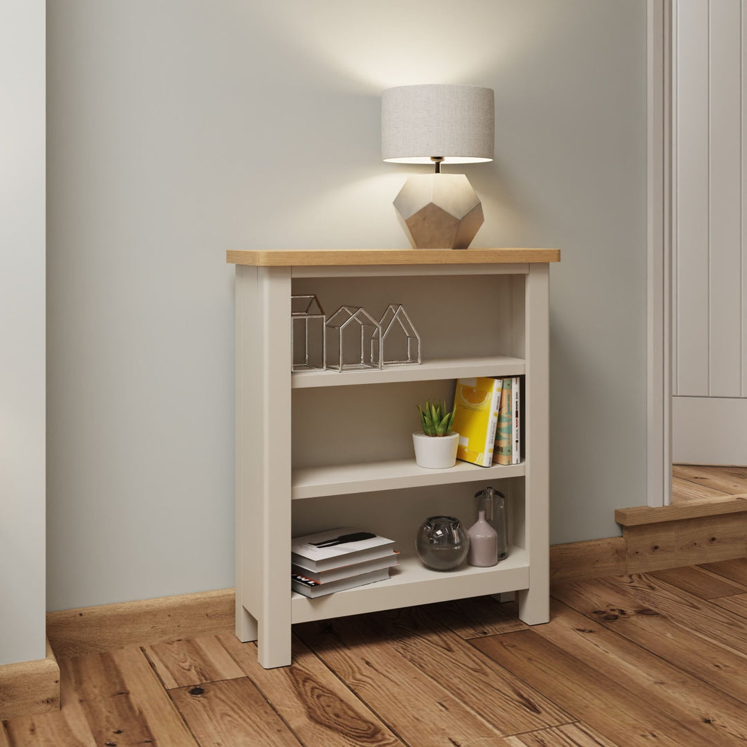 Riverside Truffle & Oak Painted Small Wide Bookcase - Duck Barn Interiors