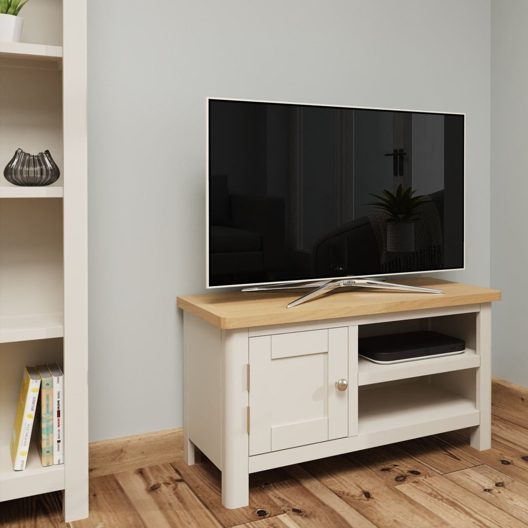 Riverside Truffle & Oak Painted TV Unit - Duck Barn Interiors