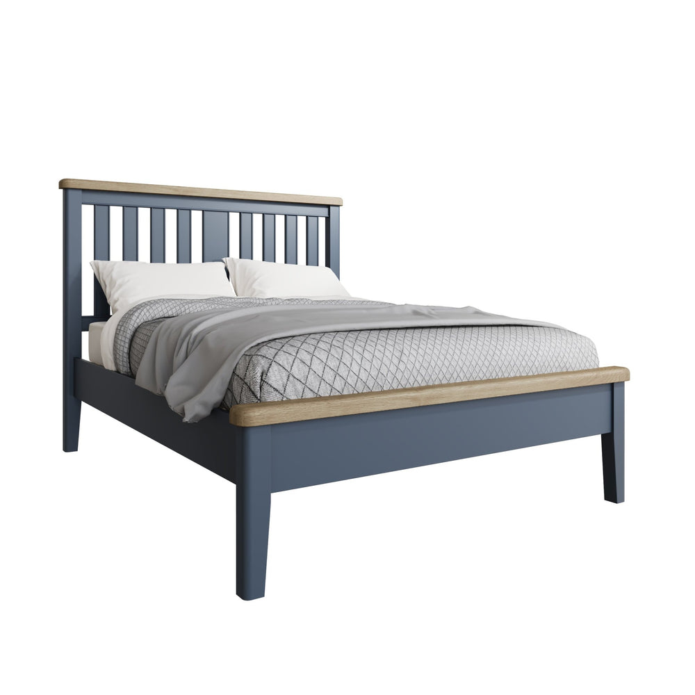 Rogate Blue 6'0 Super King Size Bed Frame - Wooden Headboard - Duck Barn Interiors