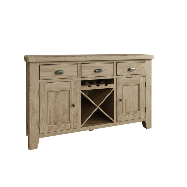 Rusper Oak 2 Door 3 Drawer Large Sideboard with Wine Storage6 - Duck Barn Interiors