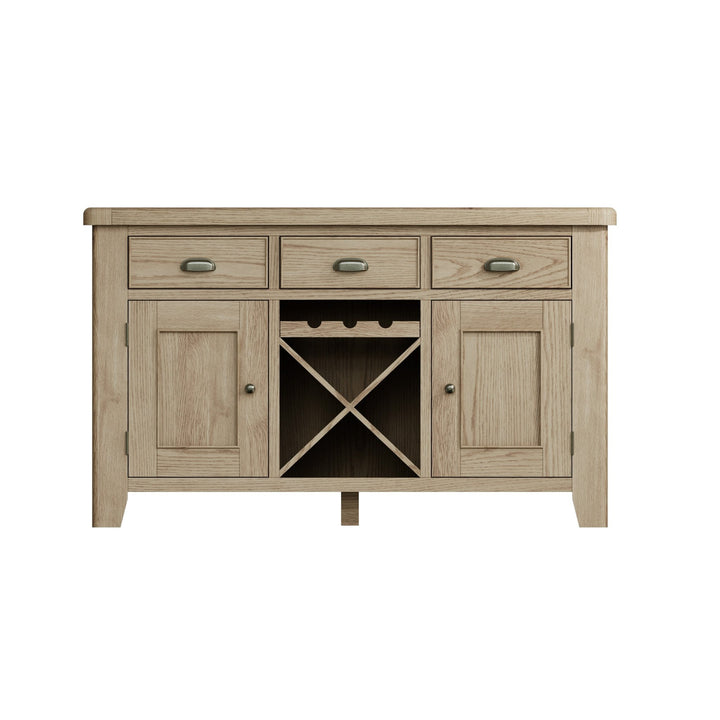 Rusper Oak 2 Door 3 Drawer Large Sideboard with Wine Storage7 - Duck Barn Interiors