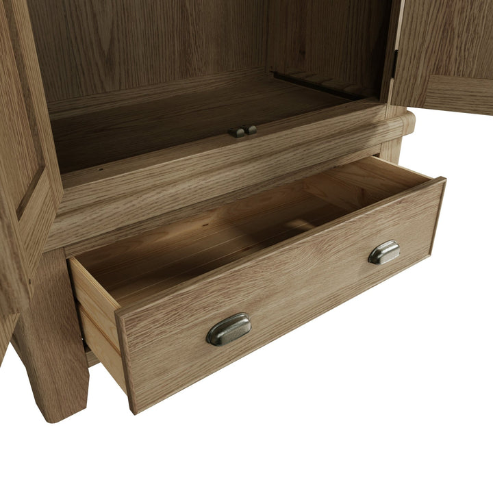 Rusper Oak 2 Door Wardrobe with Drawer - Duck Barn Interiors