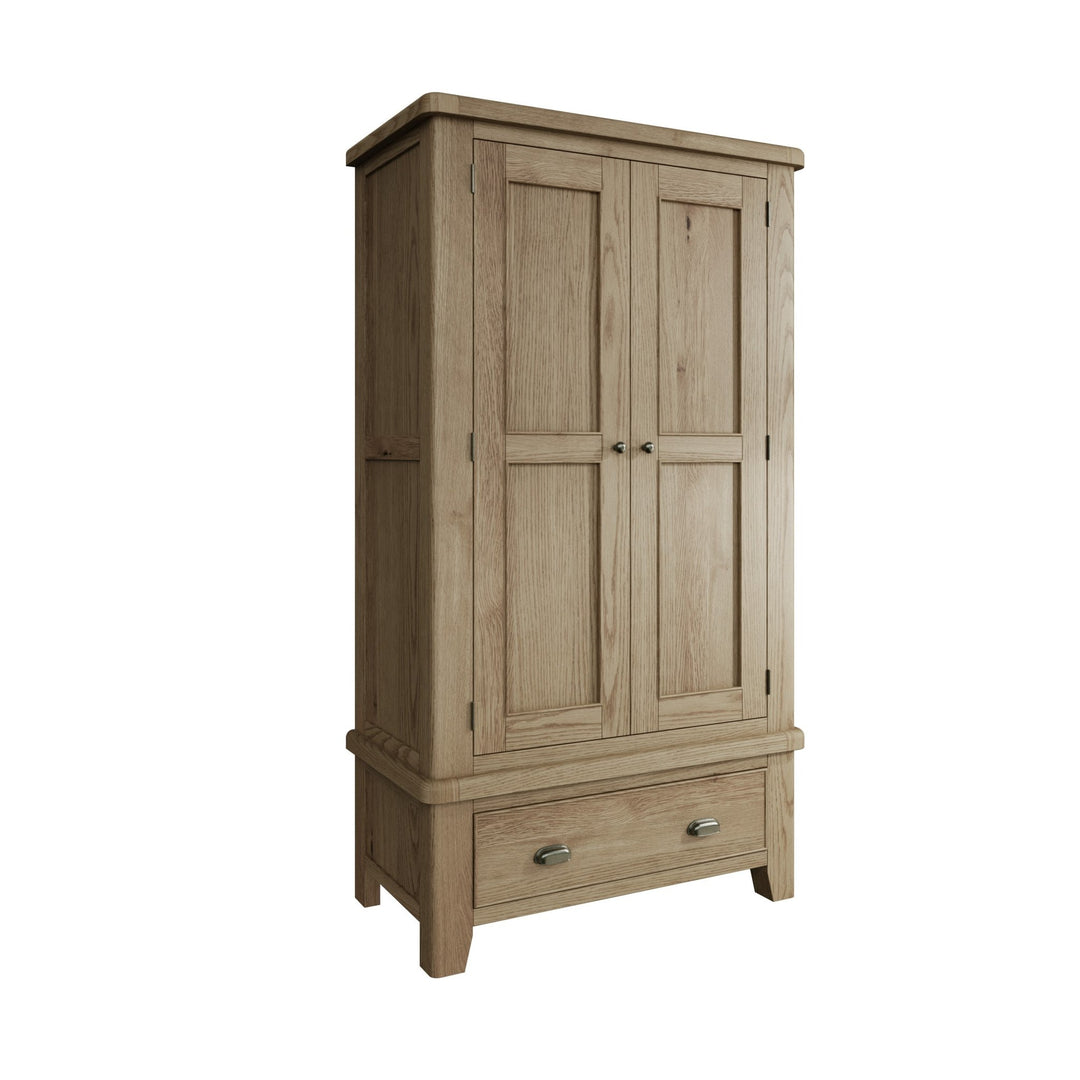 Rusper Oak 2 Door Wardrobe with Drawer - Duck Barn Interiors