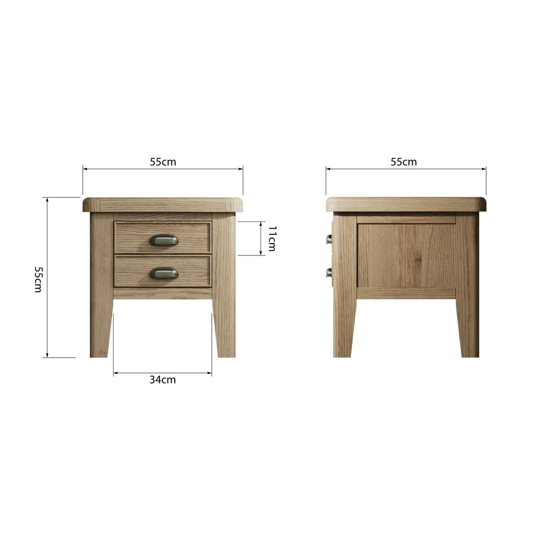 Rusper Oak 2 Drawer Side Table9 - Duck Barn Interiors