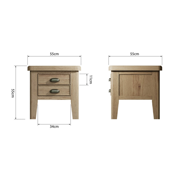 Rusper Oak 2 Drawer Side Table9 - Duck Barn Interiors