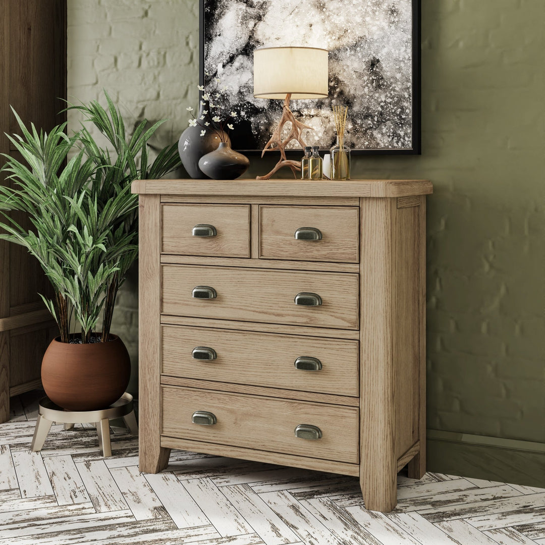 Rusper Oak 2 Over 3 Chest of Drawers - Duck Barn Interiors