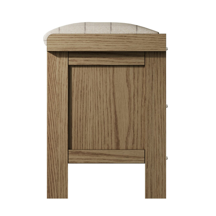 Rusper Oak 3 Basket Hall Storage Bench With Natural Check Seat5 - Duck Barn Interiors