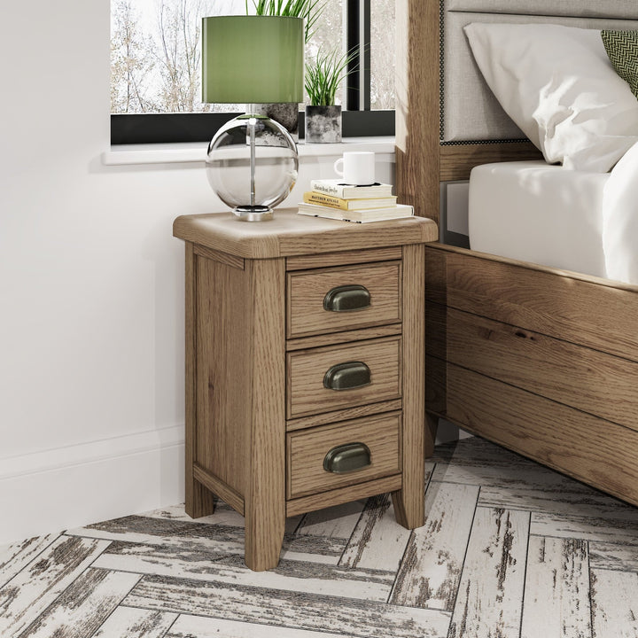 Rusper Oak 3 Drawer Bedside Table - Large1 - Duck Barn Interiors