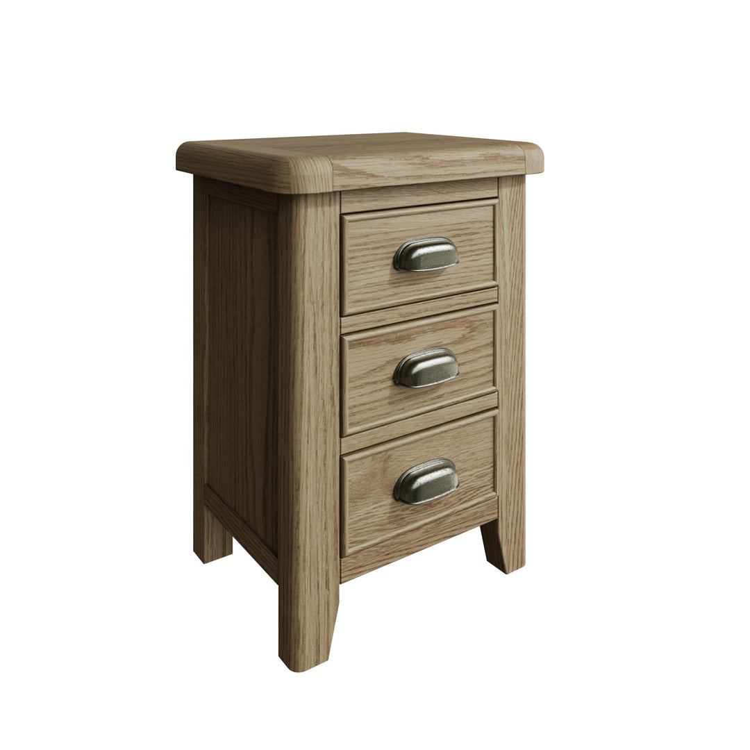 Rusper Oak 3 Drawer Bedside Table - Large6 - Duck Barn Interiors