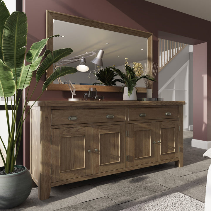 Rusper Oak 4 Door Large Sideboard1 - Duck Barn Interiors