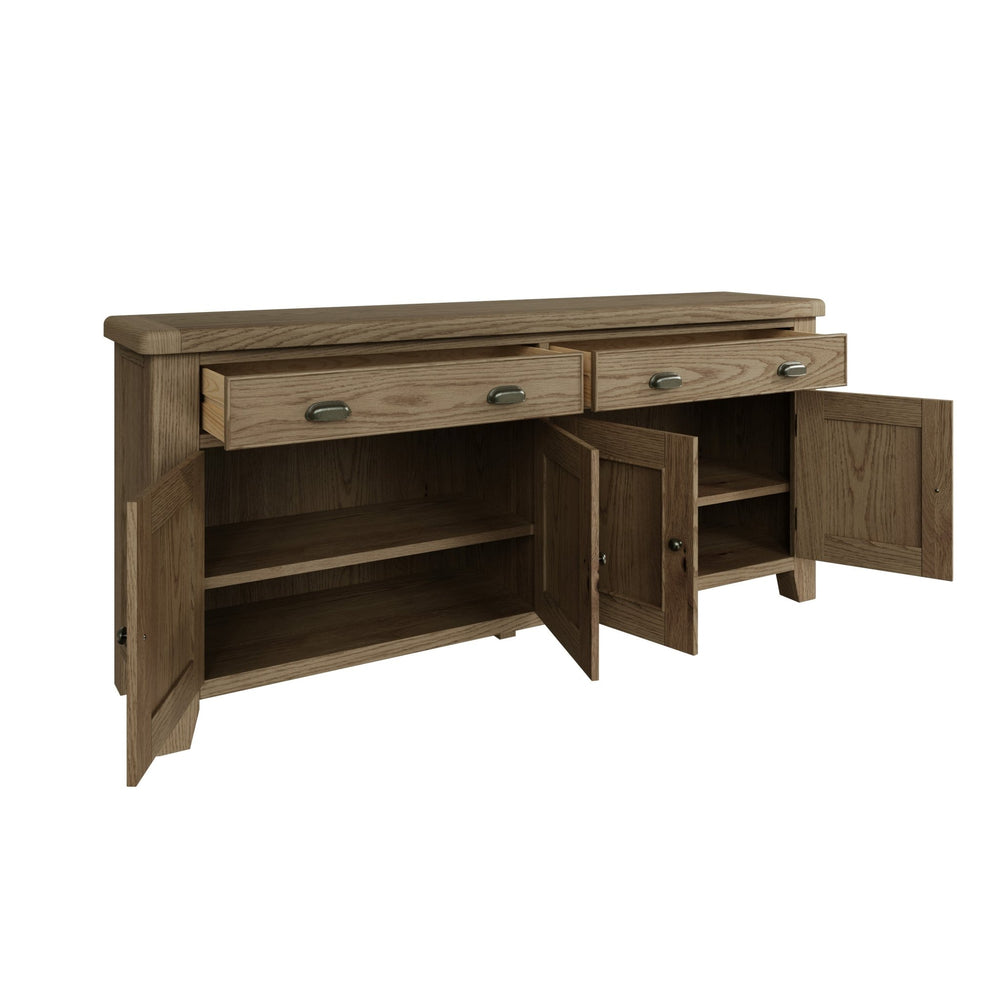 Rusper Oak 4 Door Large Sideboard2 - Duck Barn Interiors