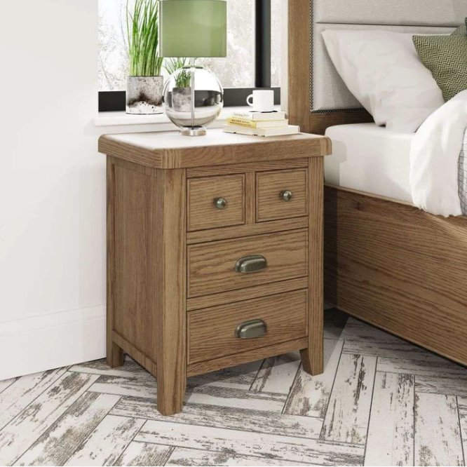 Rusper Oak 4 Drawer Bedside Table - Extra Large1 - Duck Barn Interiors