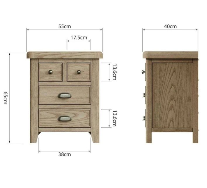 Rusper Oak 4 Drawer Bedside Table - Extra Large5 - Duck Barn Interiors