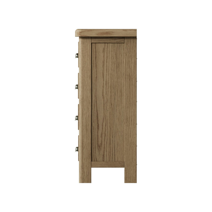 Rusper Oak 4 Drawer Narrow Tallboy8 - Duck Barn Interiors