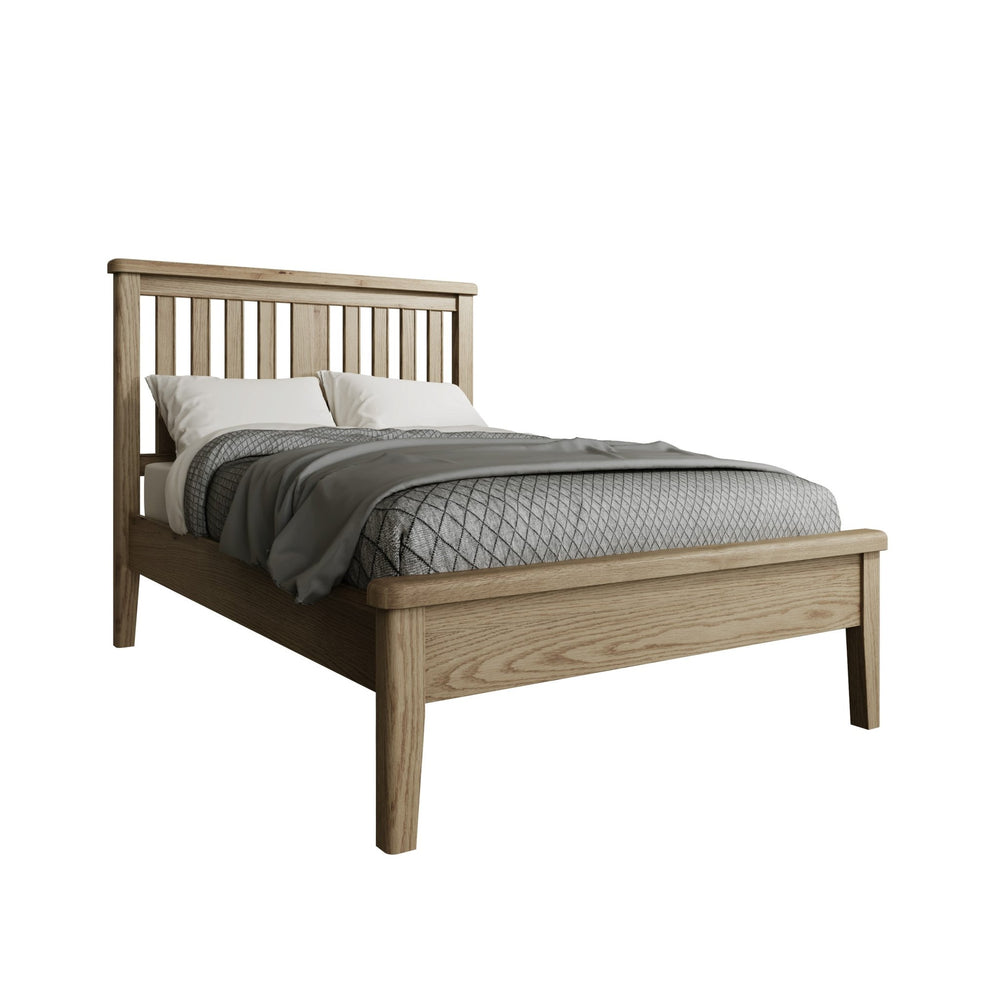 Rusper Oak 4ft 6 Double Bed Frame - Wooden Headboard - Duck Barn Interiors