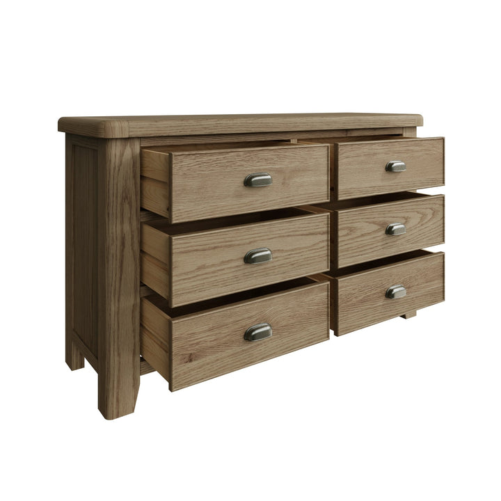 Rusper Oak 6 Drawer Chest of Drawers - Duck Barn Interiors