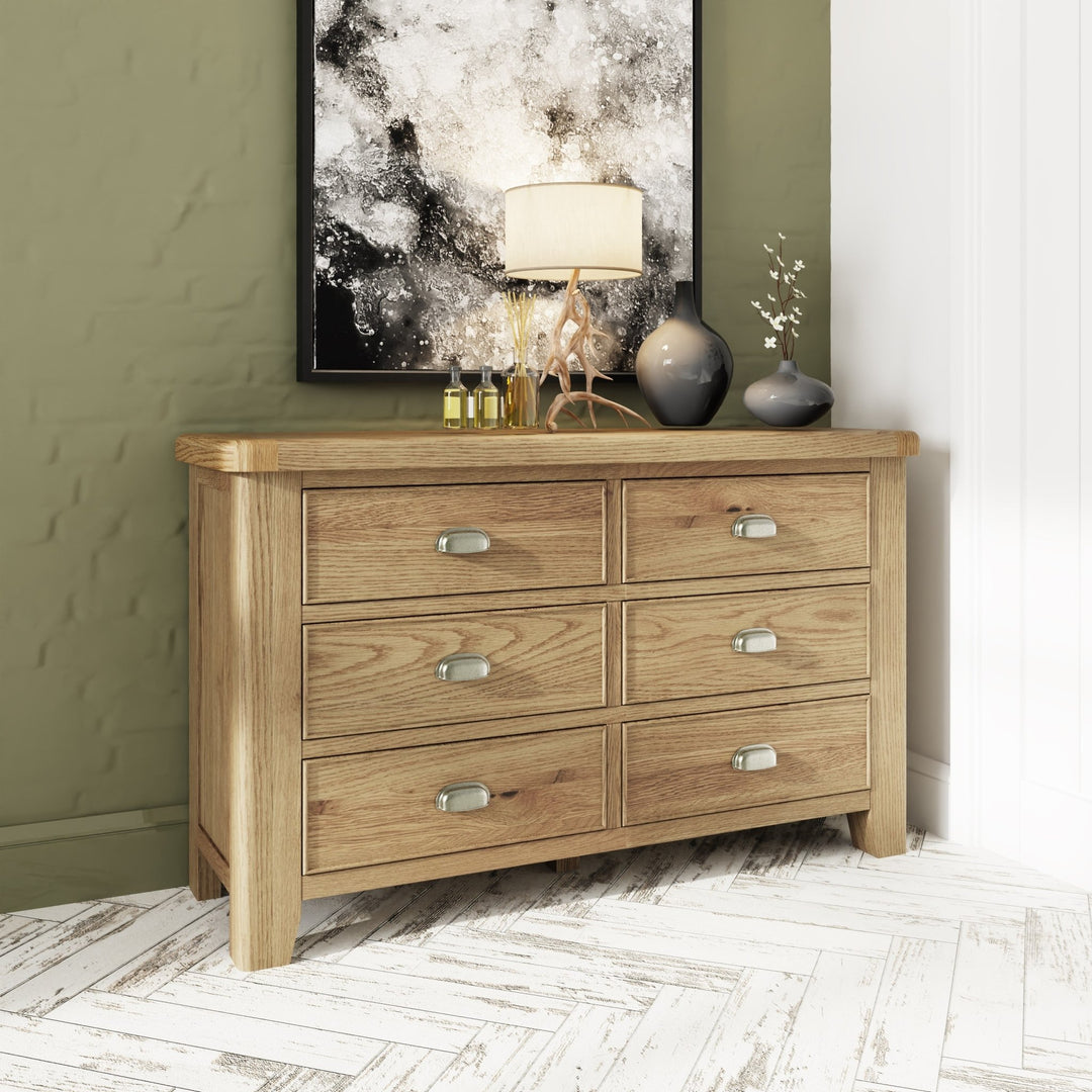 Rusper Oak 6 Drawer Chest of Drawers - Duck Barn Interiors