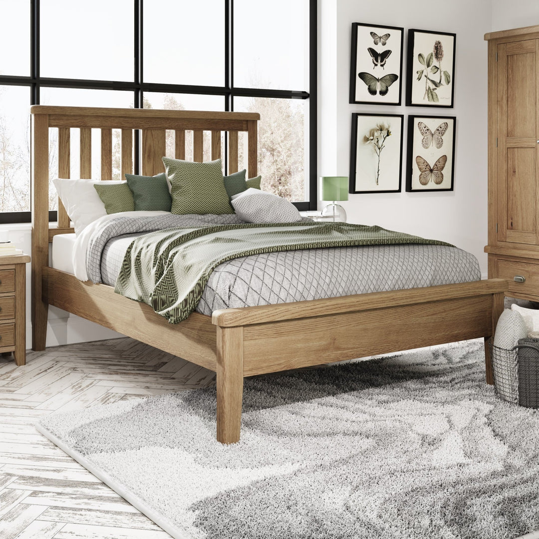 Rusper Oak 6'0 Super King Size Bed Frame - Wooden Headboard - Duck Barn Interiors