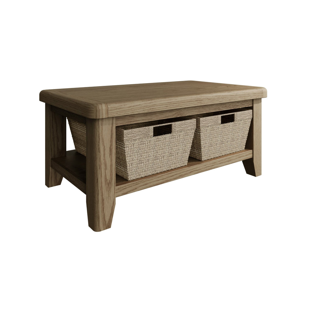 Rusper Oak Coffee Table with Baskets2 - Duck Barn Interiors