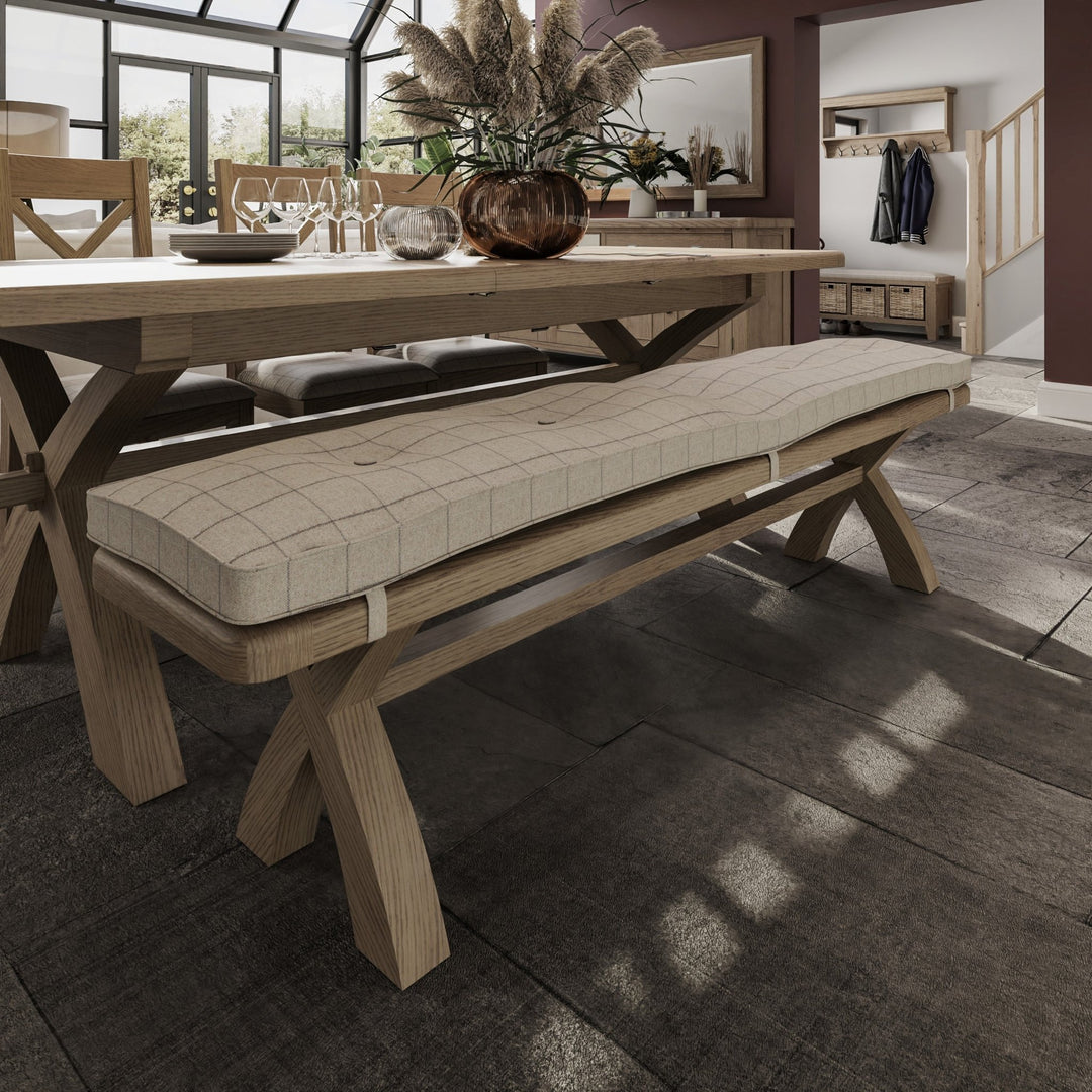 Rusper Oak Cross Leg Dining Bench - 2m2 - Duck Barn Interiors