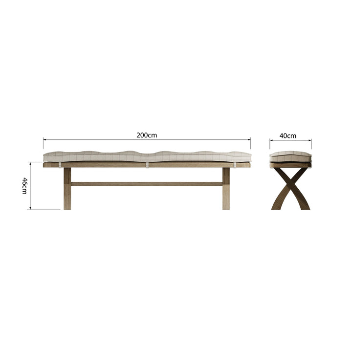 Rusper Oak Cross Leg Dining Bench - 2m9 - Duck Barn Interiors