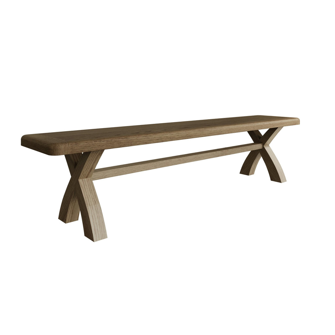 Rusper Oak Cross Leg Dining Bench - 2m8 - Duck Barn Interiors