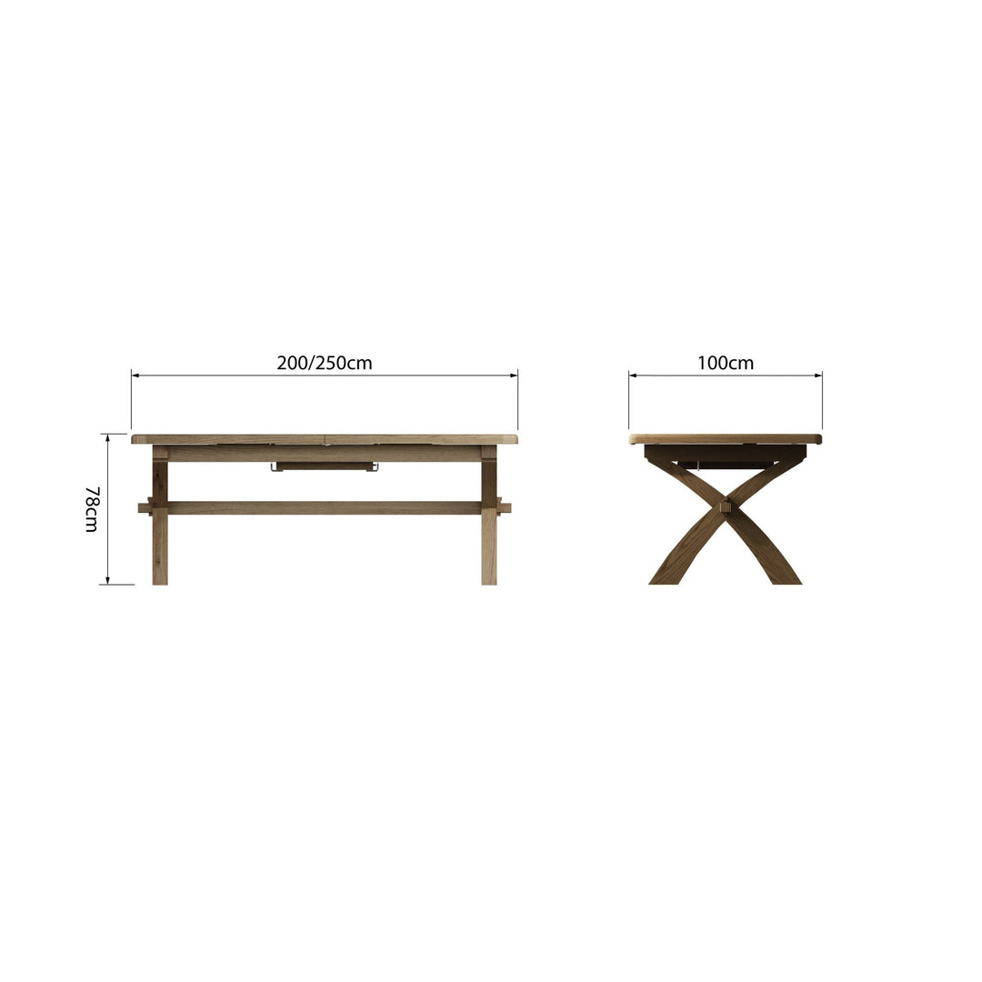 Rusper Oak Cross Leg Extending Dining Table - 2M11 - Duck Barn Interiors