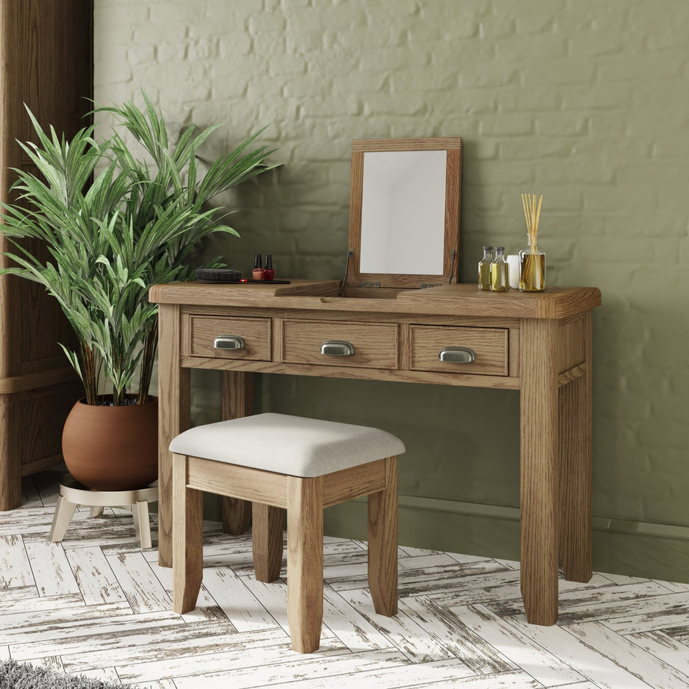 Rusper Oak Dressing Table Stool - Duck Barn Interiors