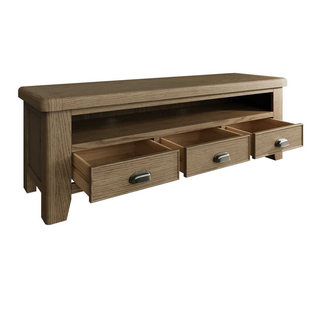 Rusper Oak Large TV Unit3 - Duck Barn Interiors