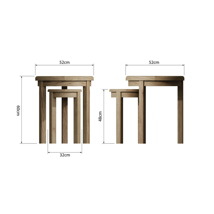 Rusper Oak Nest Of 2 Round Tables6 - Duck Barn Interiors